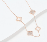 Diamonique Floating Clover Rose Clad Sterling Silver Pendant Necklace